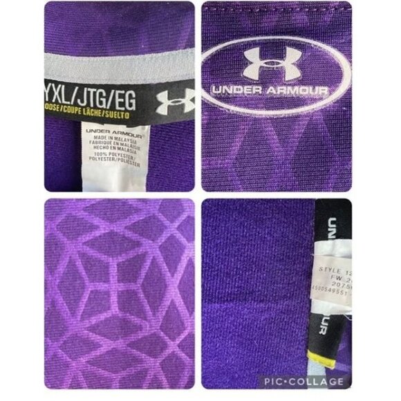 Under Armour Loose Girls Full Zip Jacket Purple Green Ruched XL Geometric Logo - Picture 4 of 12